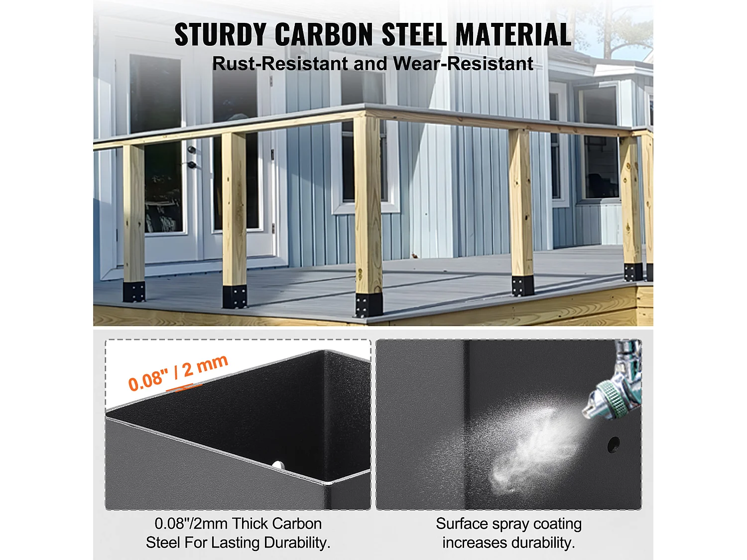 Kit di Supporto SucceBuy, Confezione da 4 Staffe per Base Palo da 152,4 x 152,4 mm, Ancoraggio per Recinzioni in Legno per Impieghi Gravosi