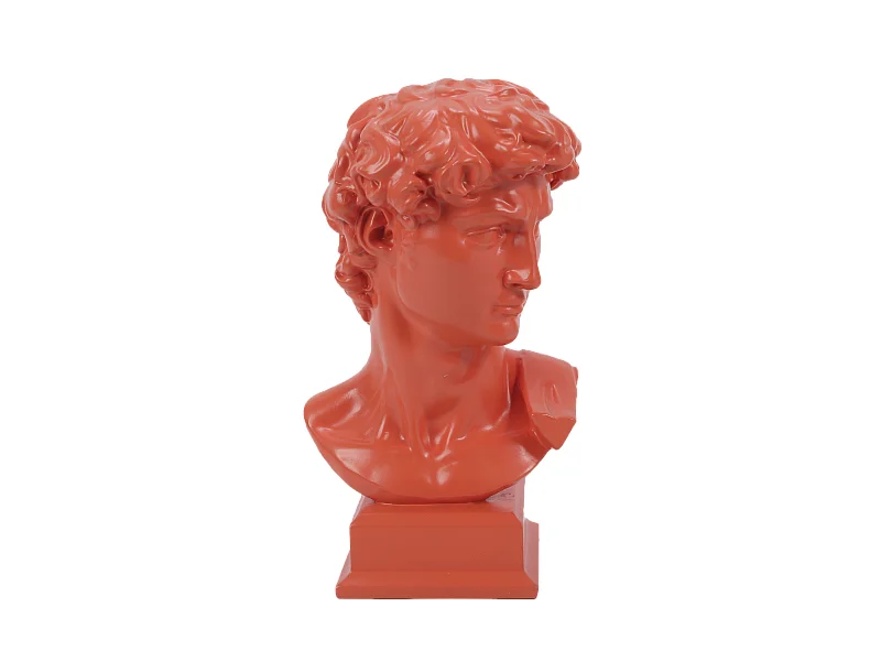 Statue buste homme orange 14.5x12.5x25cm