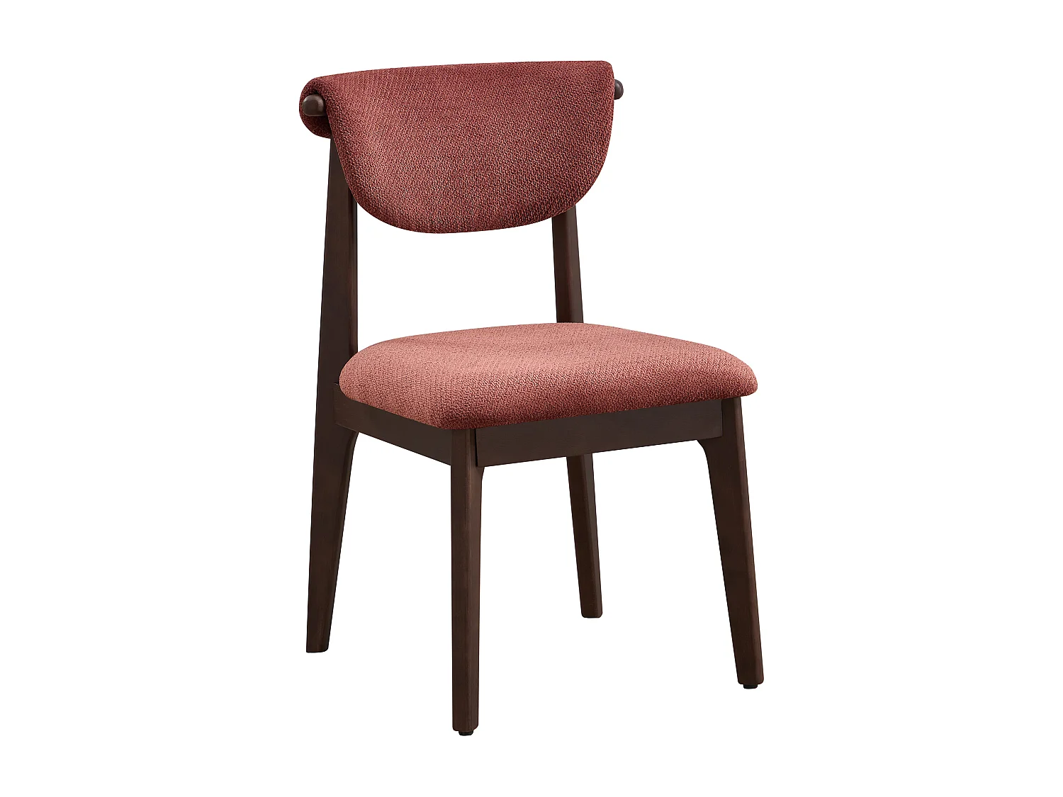 Lot de 2 chaises en tissu texturé et bois d'hévéa - Brun - GABIEL