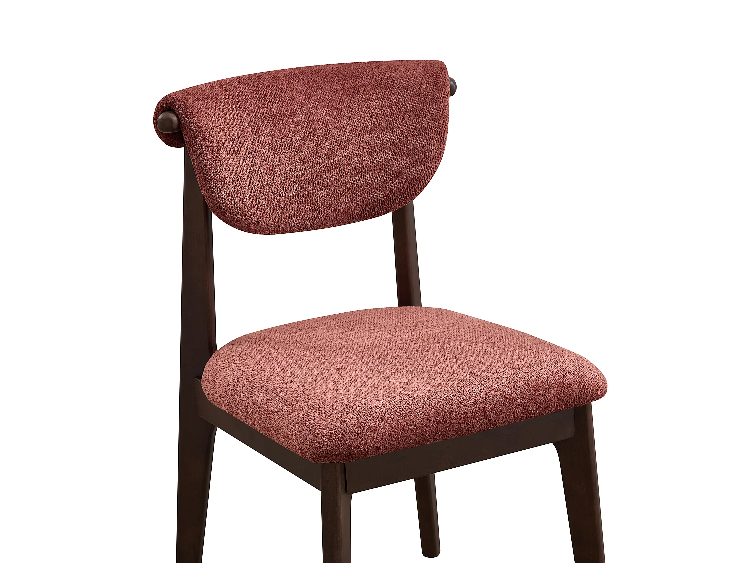 Lot de 2 chaises en tissu texturé et bois d'hévéa - Brun - GABIEL