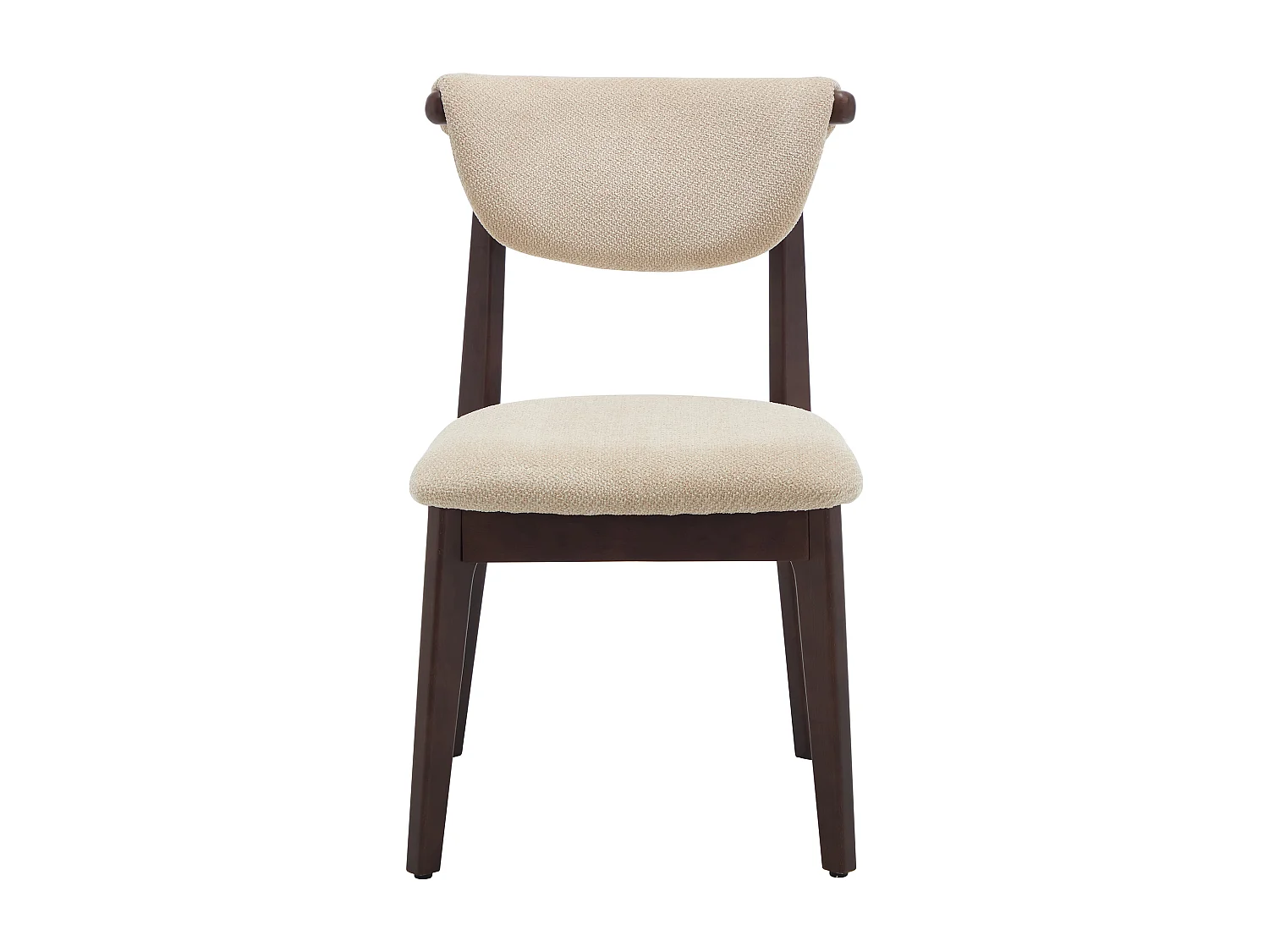 Lot de 2 chaises en tissu texturé et bois d'hévéa - Beige - GABIEL