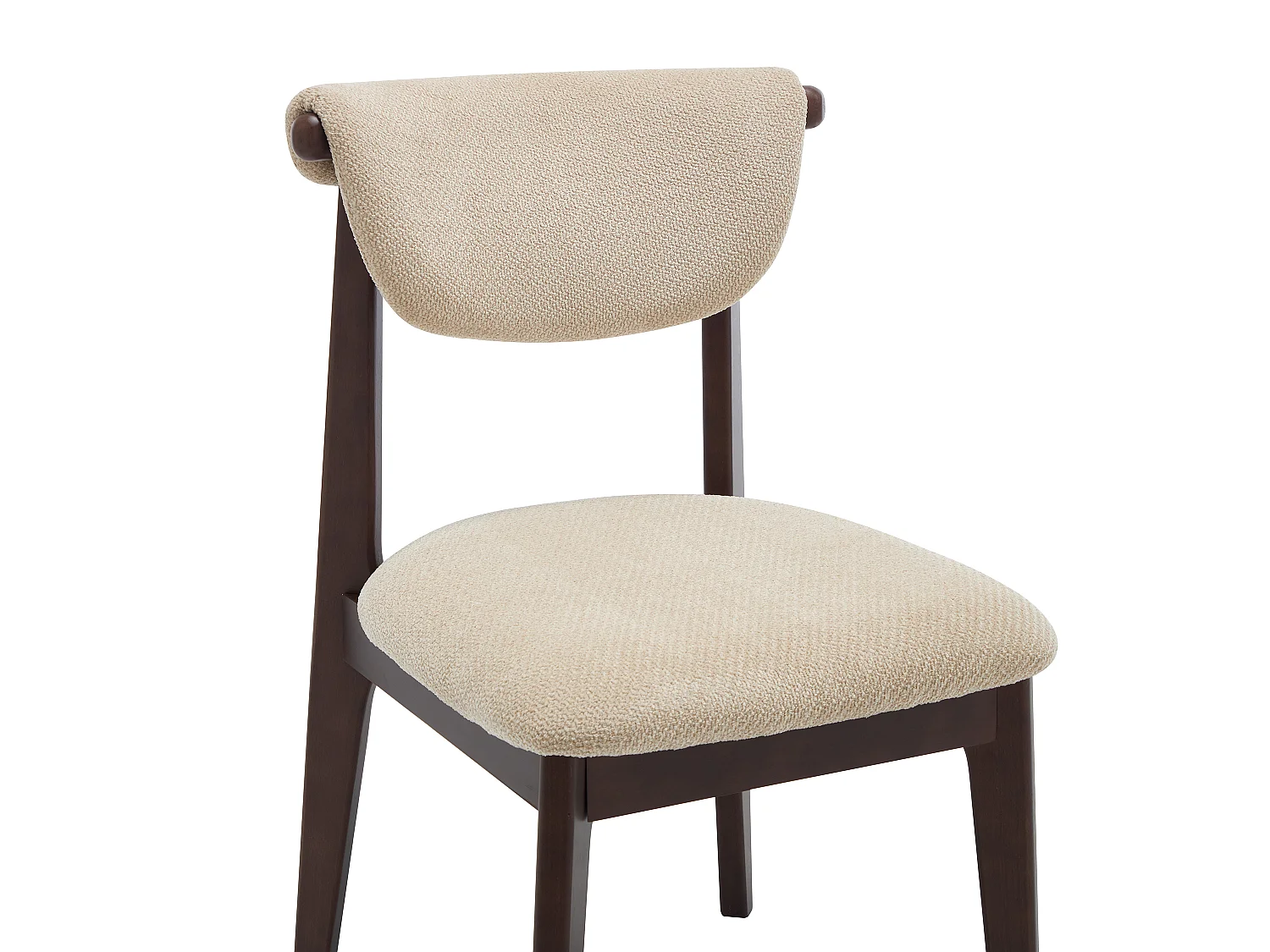 Lot de 2 chaises en tissu texturé et bois d'hévéa - Beige - GABIEL