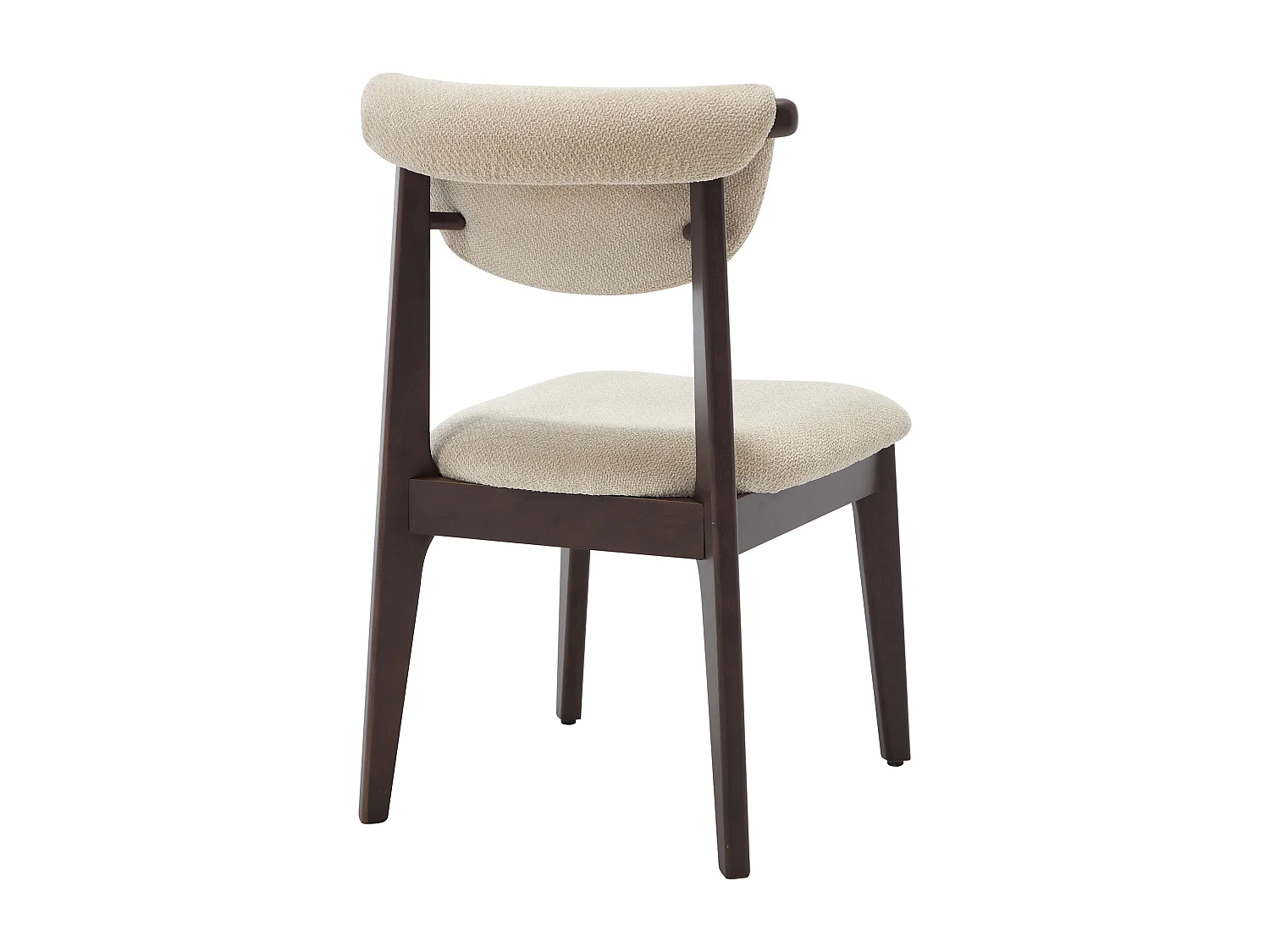 Lot de 2 chaises en tissu texturé et bois d'hévéa - Beige - GABIEL