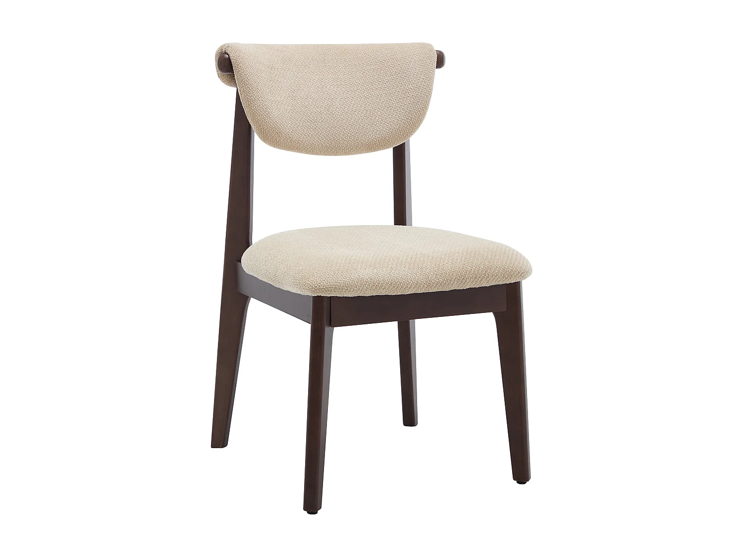 Lot de 2 chaises en tissu texturé et bois d'hévéa - Beige - GABIEL