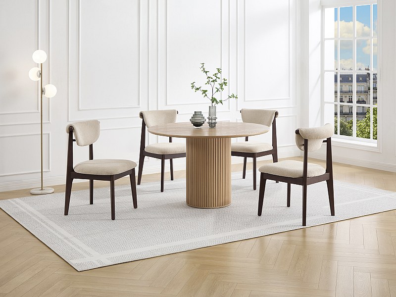 Sett med 2 stoler i strukturert stoff og gummitrevirke - Beige - GABIEL