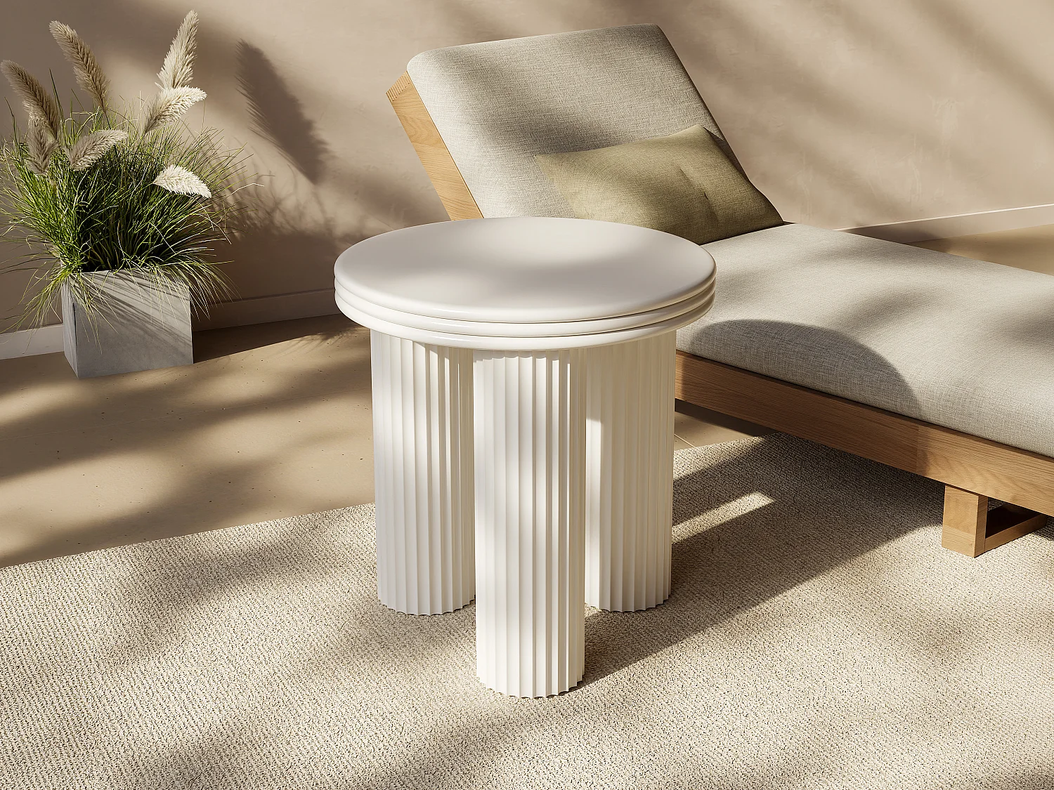 Table d'appoint en métal - H45 cm - Crème - RAVOKA