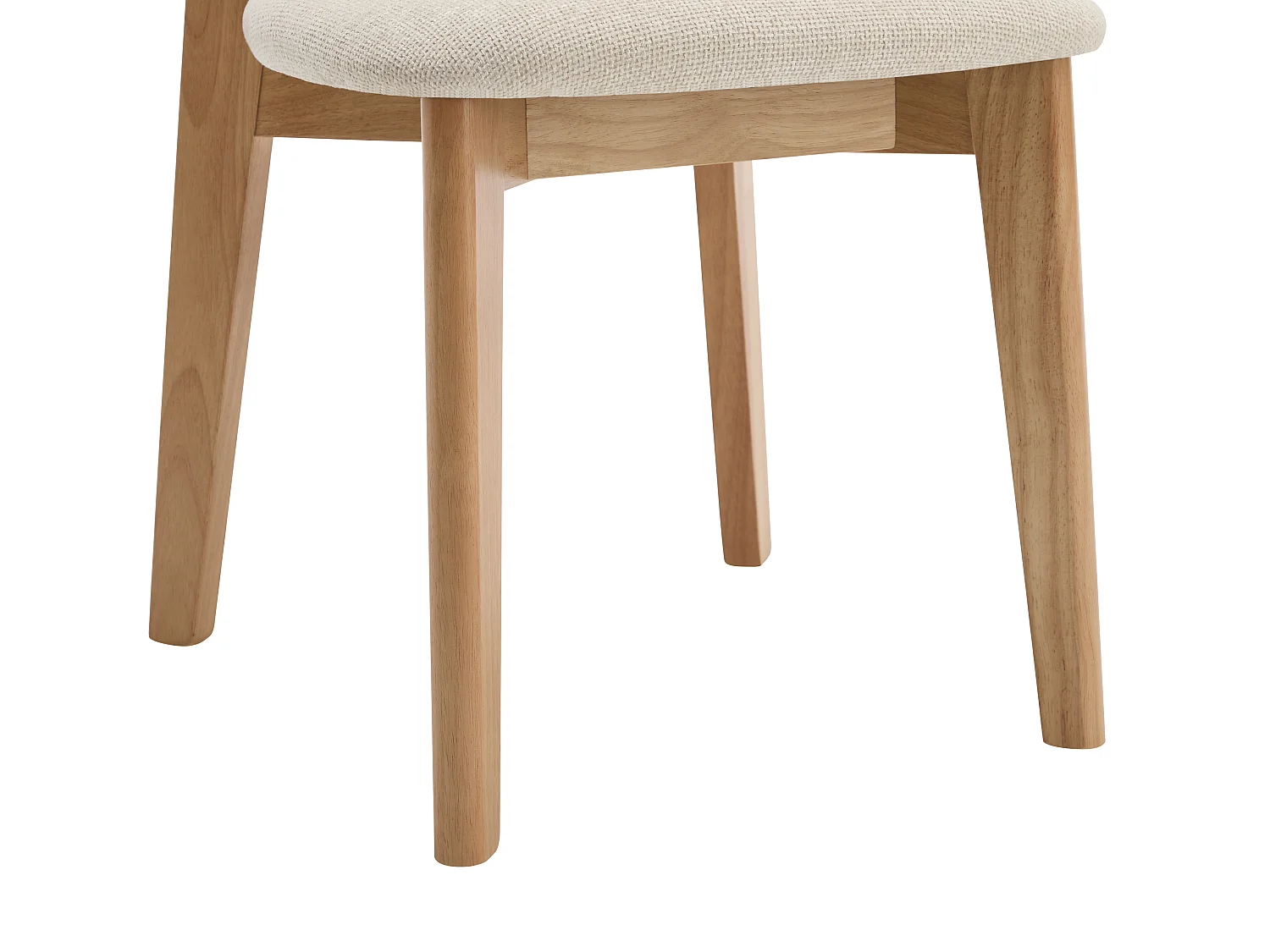 Lot de 2 chaises en tissu texturé, effet rotin et bois d'hévéa - Crème - CALENYA