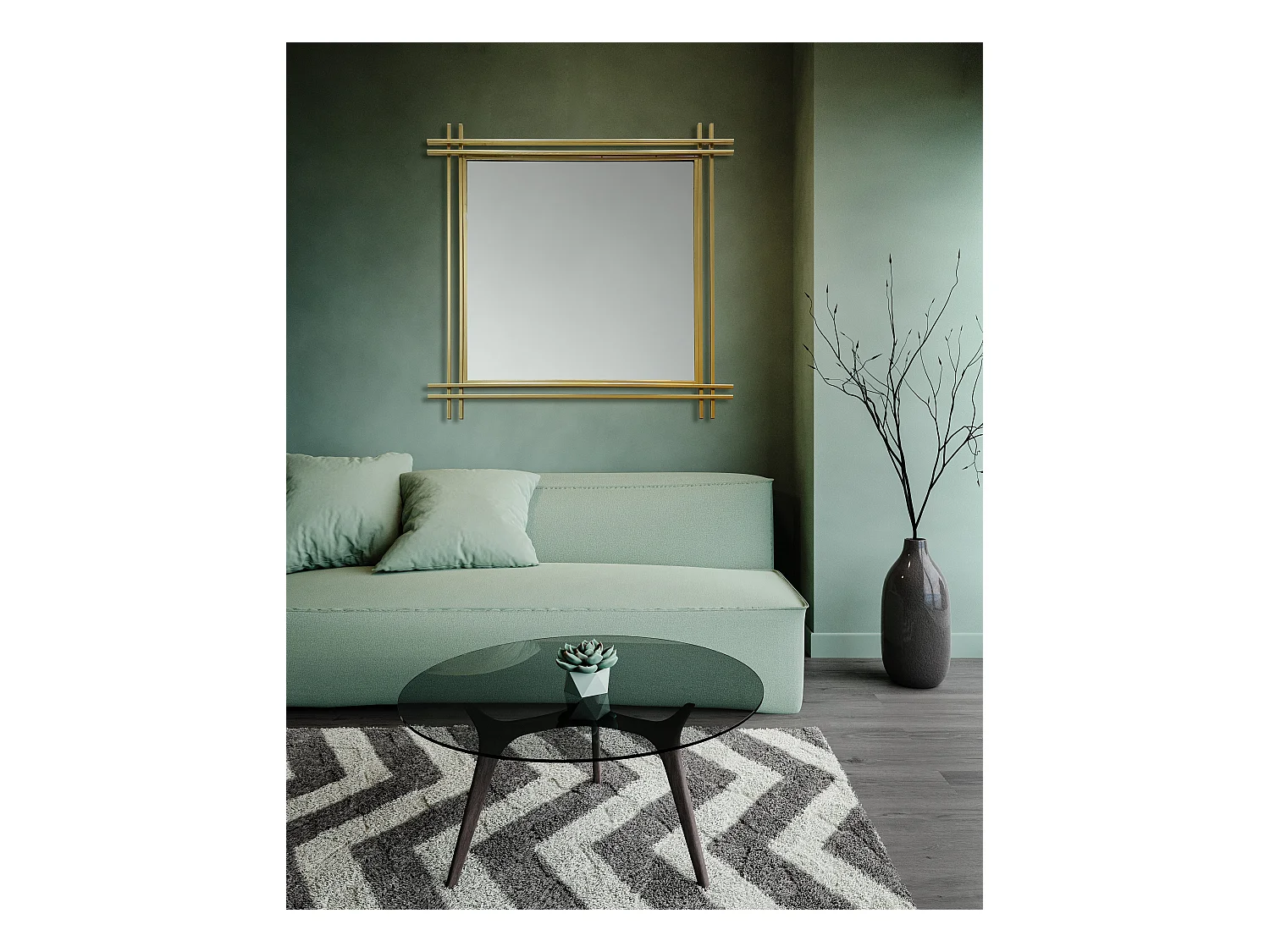 Miroir métal doré 80x80cm