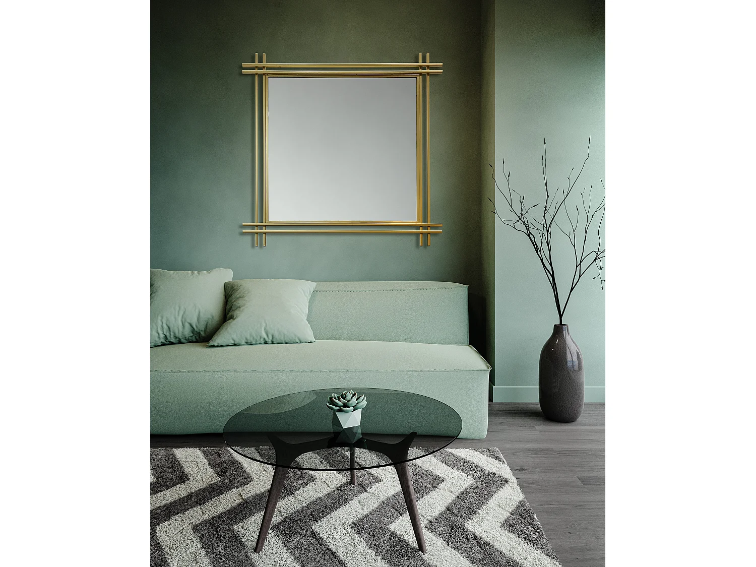 Miroir métal doré 80x80cm