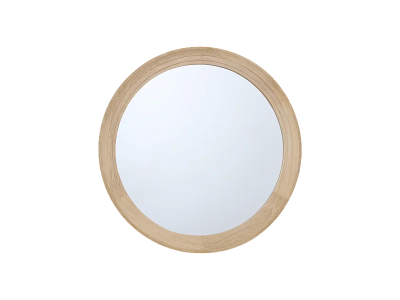 Miroir rond épais bois clair 76cm