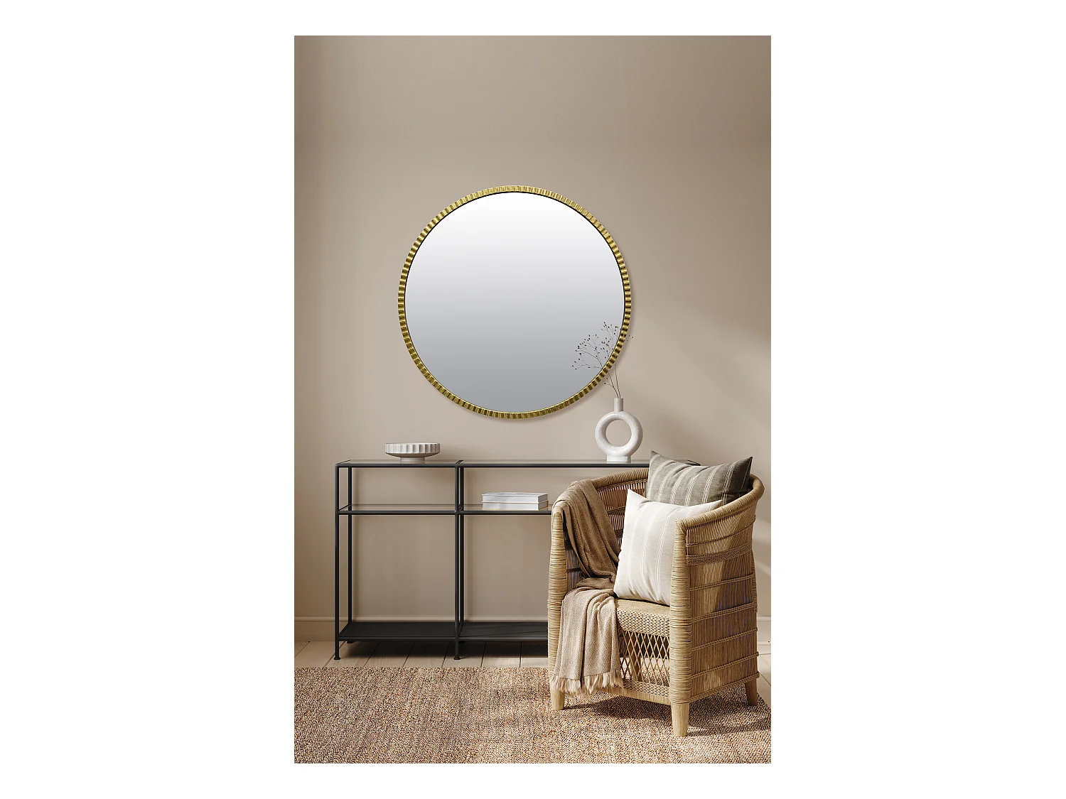 Miroir rond doré 80cm