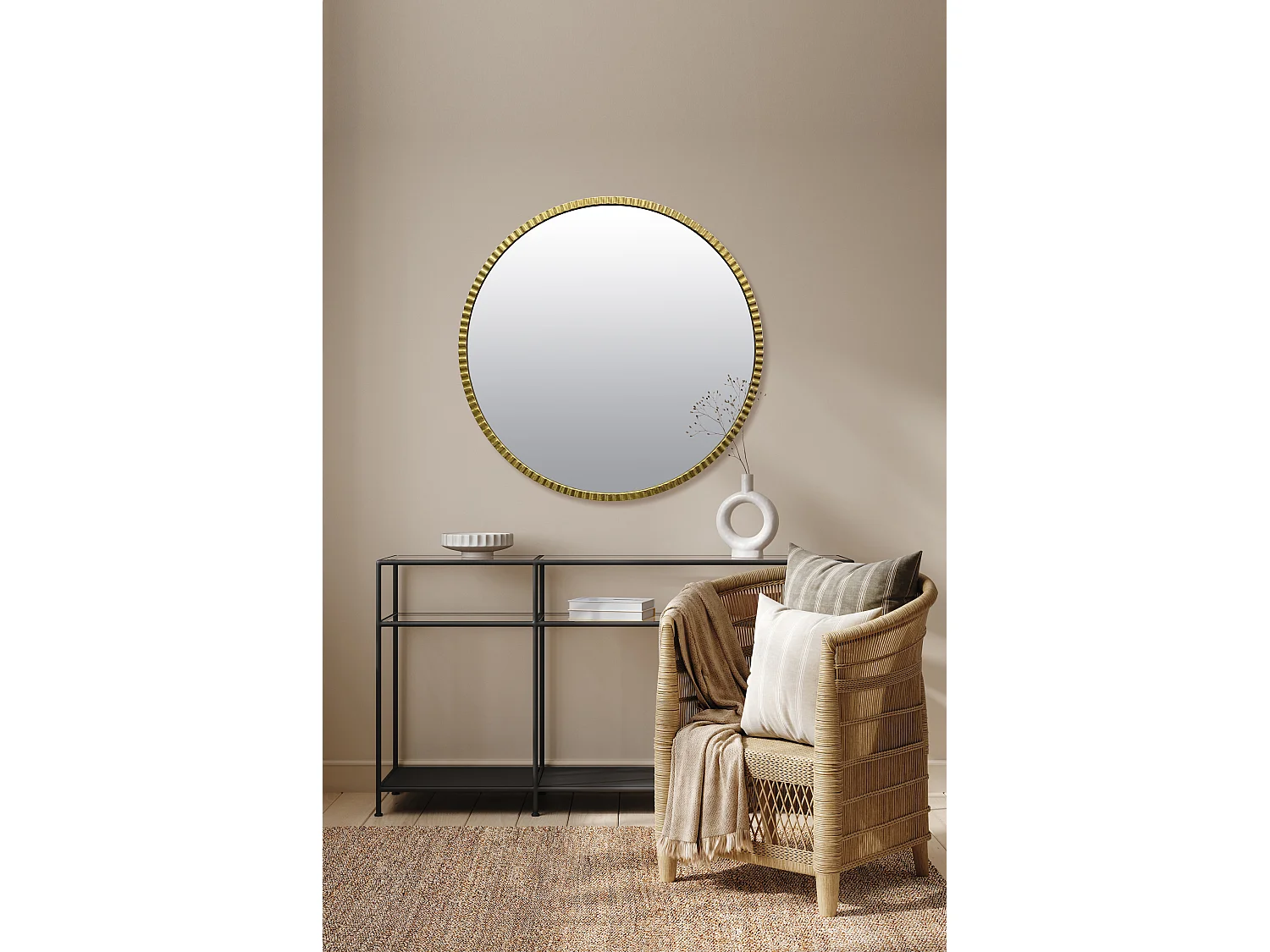 Miroir rond doré 80cm