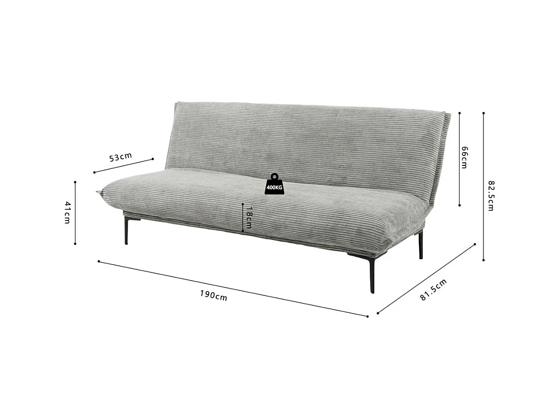 Sofá-cama VELARIS – Tecido de veludo cinza escuro – Estrutura de madeira – Colchão integrado – Elegante e compacto