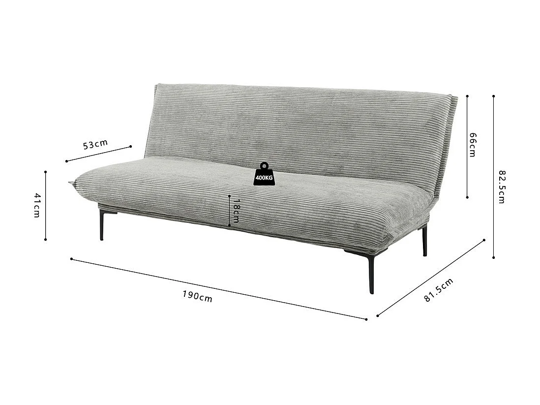 Sofá-cama VELARIS – Tecido de veludo cinza escuro – Estrutura de madeira – Colchão integrado – Elegante e compacto