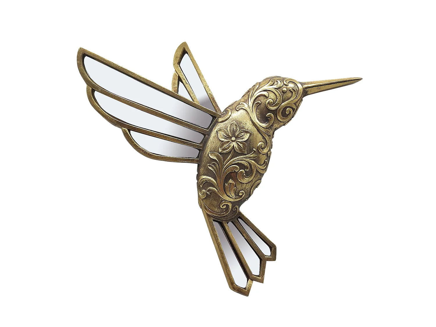 Déco murale colibri doré 25x23cm