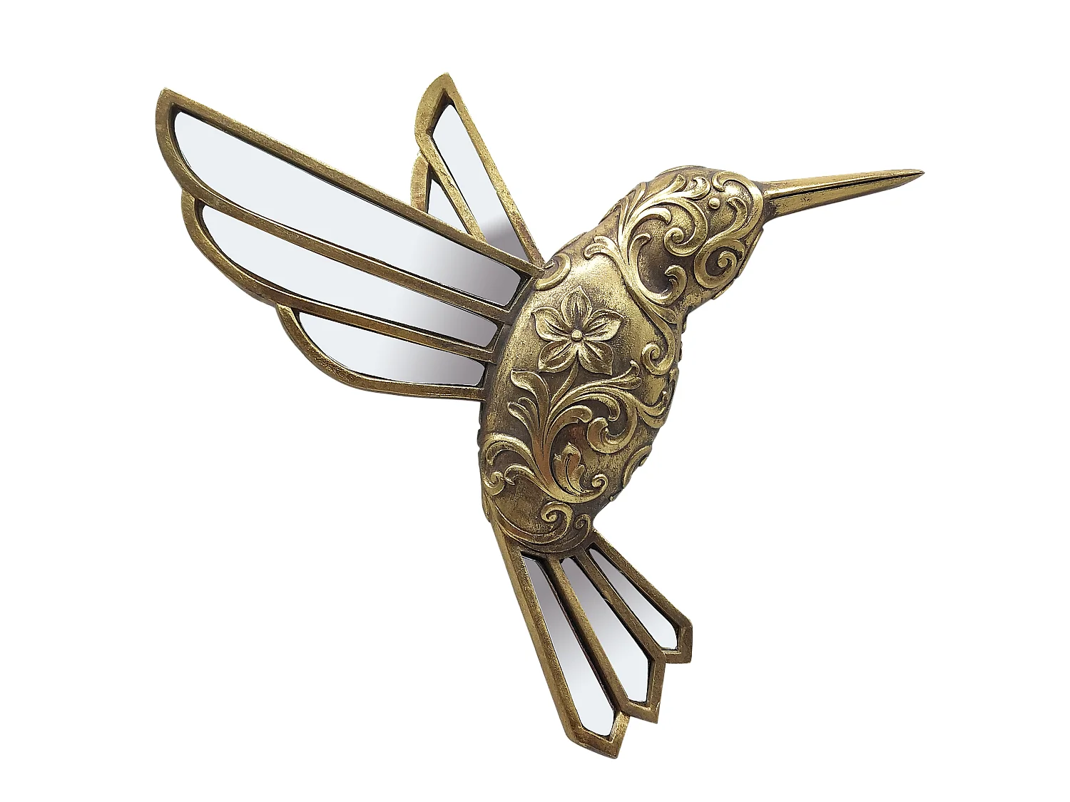 Déco murale colibri doré 25x23cm