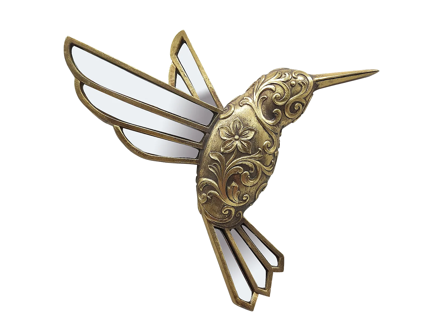 Déco murale colibri doré 25x23cm