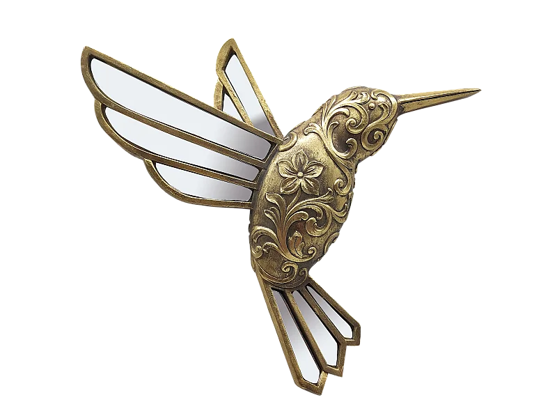 Déco murale colibri doré 25x23cm