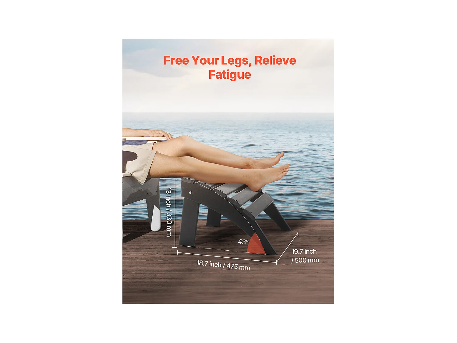 Pouf de Jardin, SucceBuy Pouf Adirondack Pliable en Plastique HDPE 47 x 49 x 33 cm, Repose-pieds Résistant aux Intempéries pour Chaise Adirondack, Noir