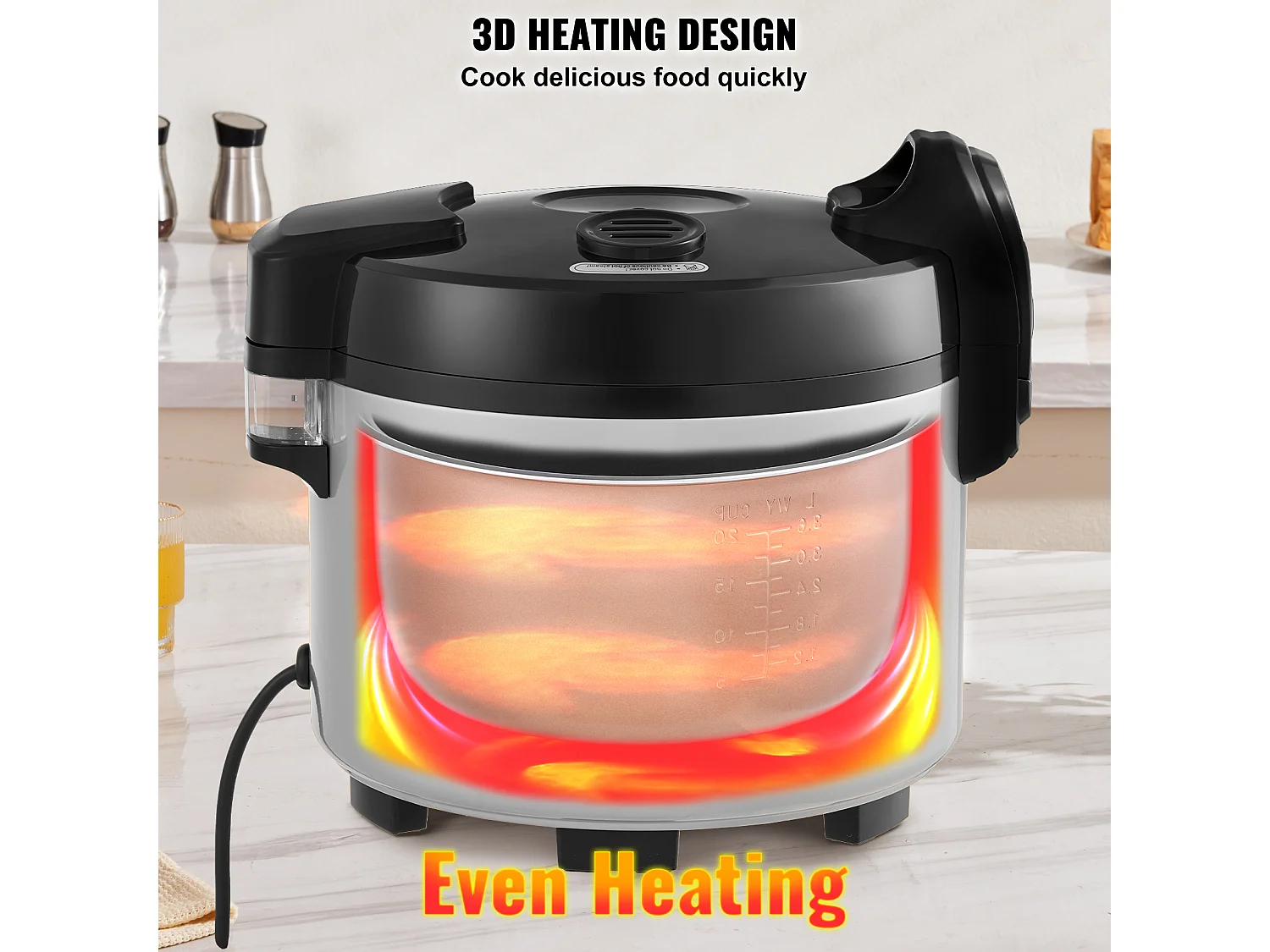 Cuiseur à Riz Commercial SucceBuy, 13L 60 Tasses Antiadhésif 12H Chaud pour Restaurant