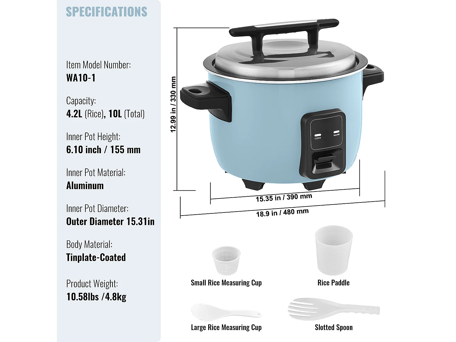 Handlowy Kocioł SucceBuy do Ryżu, 10 L 50 Filiżanek Antypryszkowe 24H Grzeb dla Restauracji