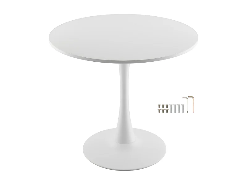 Mesa de Conjunto SucceBuy Mesa de Jantar Redonda em Madeira de 80 cm para 2 a 4 Pessoas (Só Mesa)