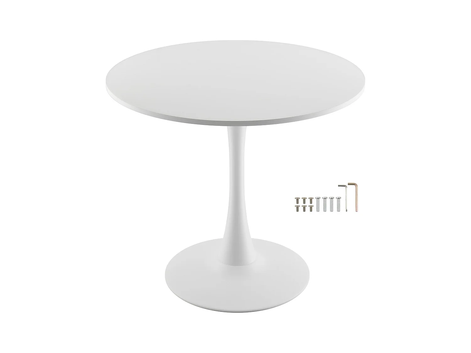 Mesa de Conjunto SucceBuy Mesa de Jantar Redonda em Madeira de 80 cm para 2 a 4 Pessoas (Só Mesa)