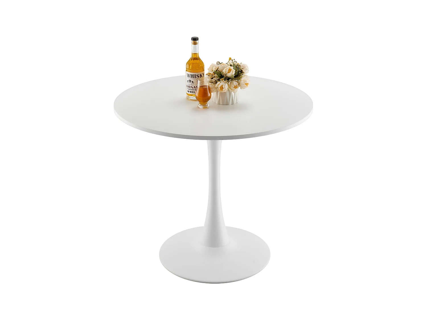 Mesa de Conjunto SucceBuy Mesa de Jantar Redonda em Madeira de 80 cm para 2 a 4 Pessoas (Só Mesa)