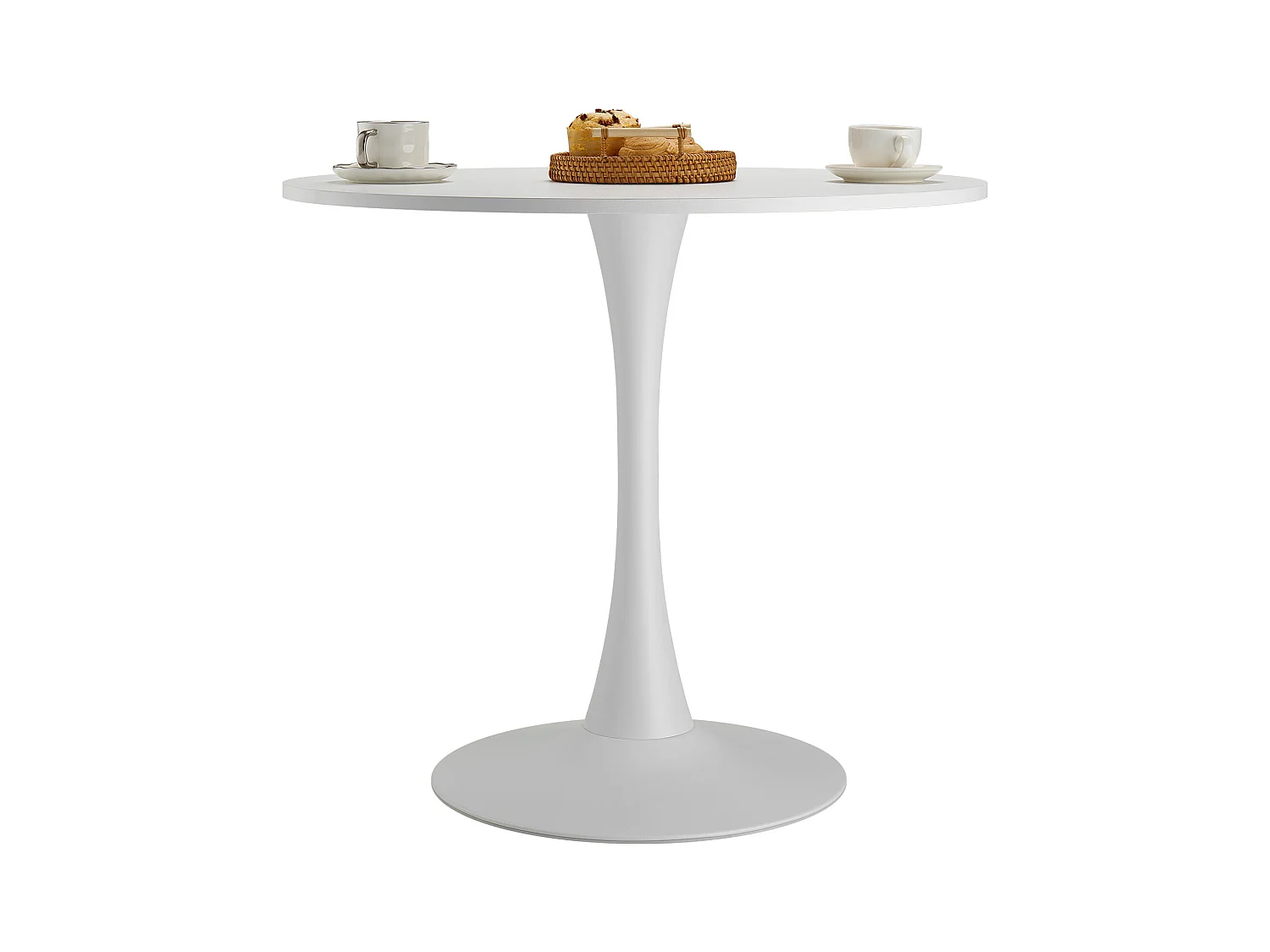 Mesa de Conjunto SucceBuy Mesa de Jantar Redonda em Madeira de 80 cm para 2 a 4 Pessoas (Só Mesa)