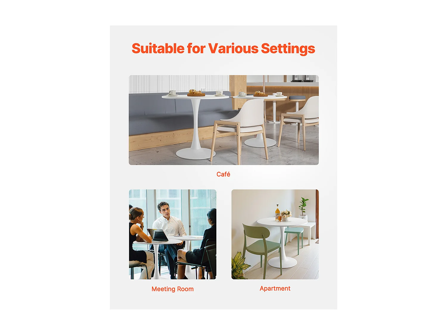 Mesa de Conjunto SucceBuy Mesa de Jantar Redonda em Madeira de 80 cm para 2 a 4 Pessoas (Só Mesa)