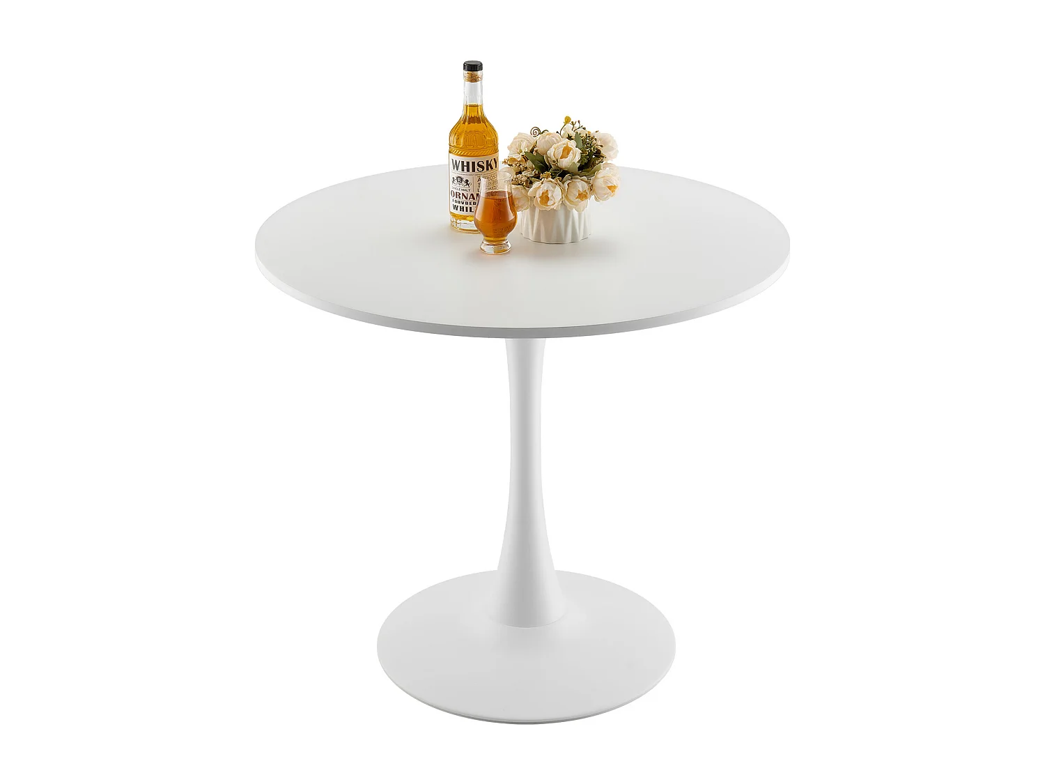 Mesa de Conjunto SucceBuy Mesa de Jantar Redonda em Madeira de 80 cm para 2 a 4 Pessoas (Só Mesa)