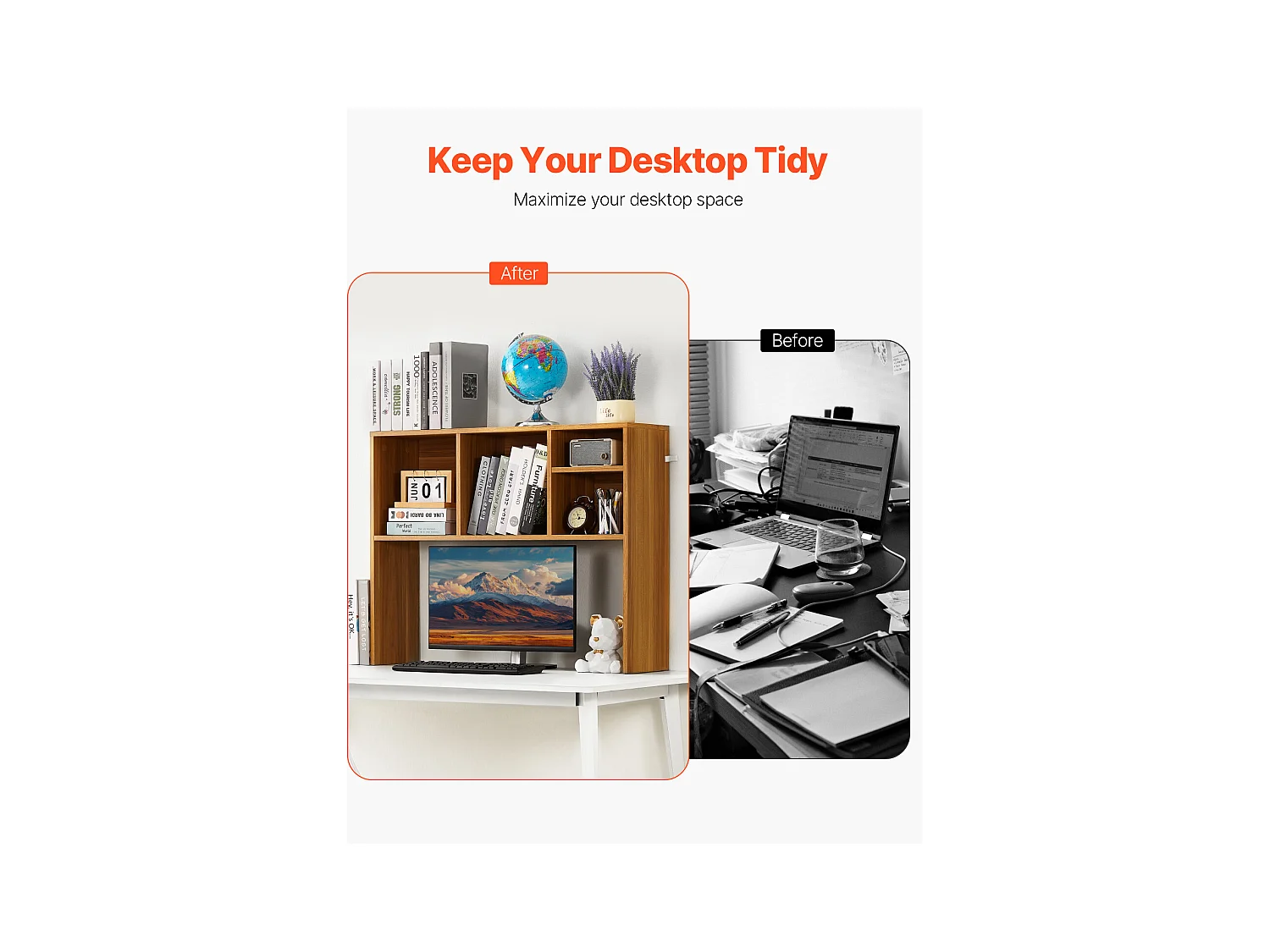 Étagère de Bureau SucceBuy en Bois à 1 Niveau Organisateur de Rangement pour le Bureau et la Maison