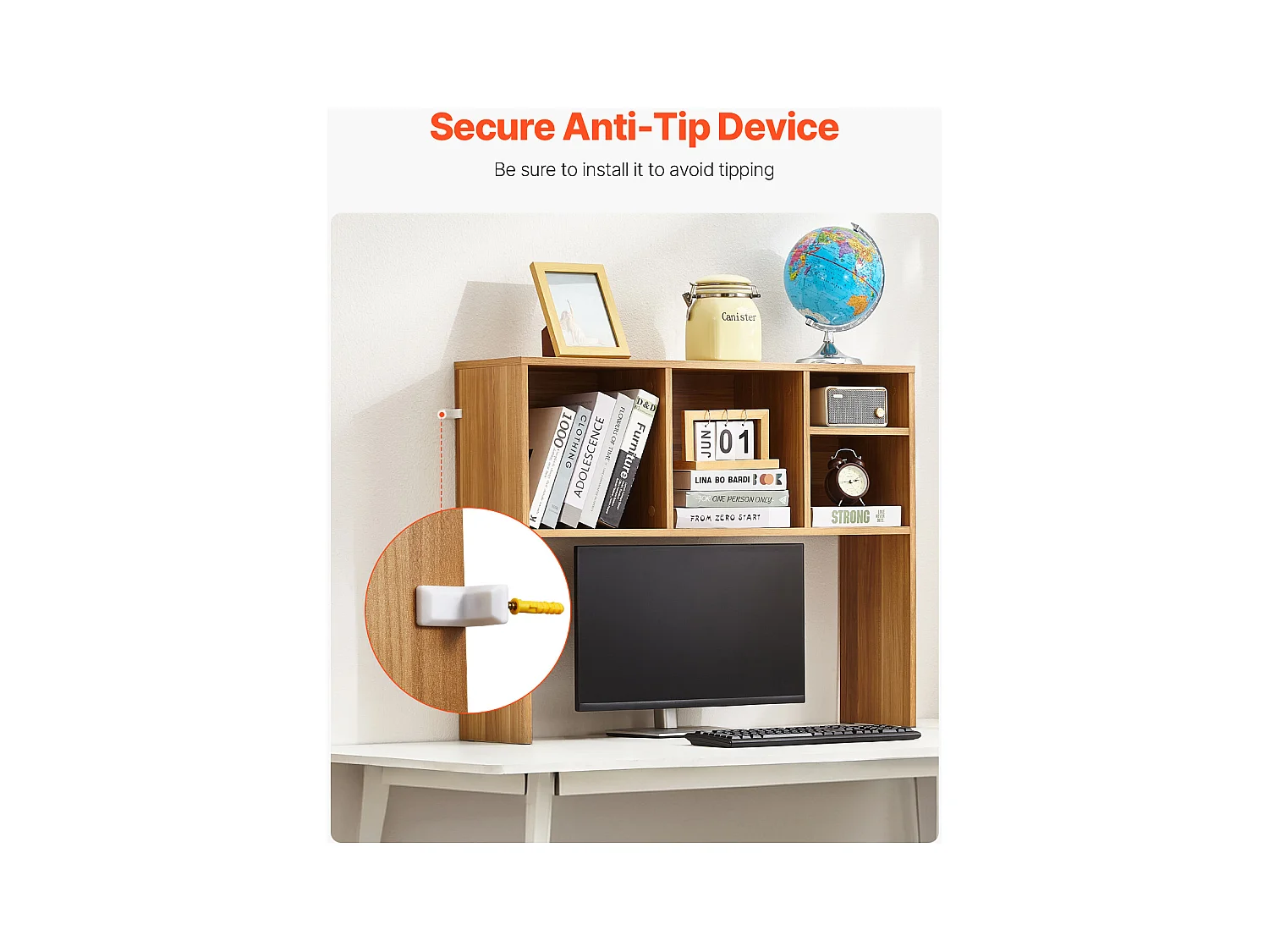 Étagère de Bureau SucceBuy en Bois à 1 Niveau Organisateur de Rangement pour le Bureau et la Maison