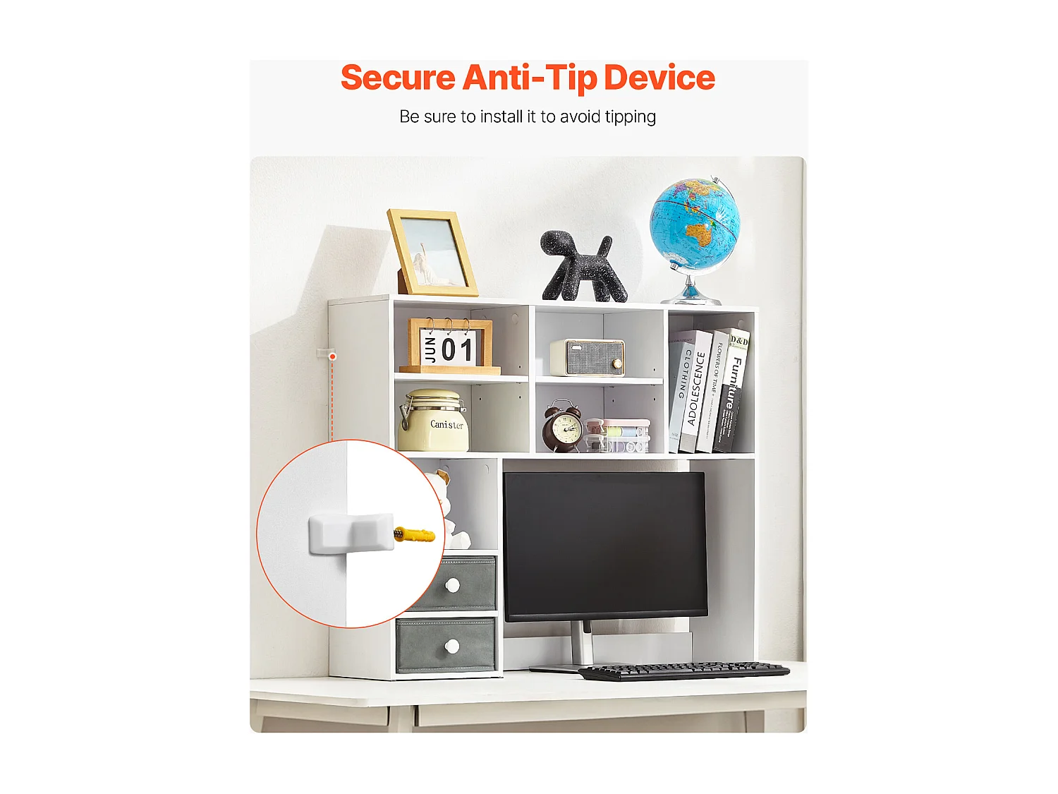 Scaffale da Ufficio SucceBuy Organizzatore di Archiviazione Bianco a 3 Livelli per l Ufficio e la Casa