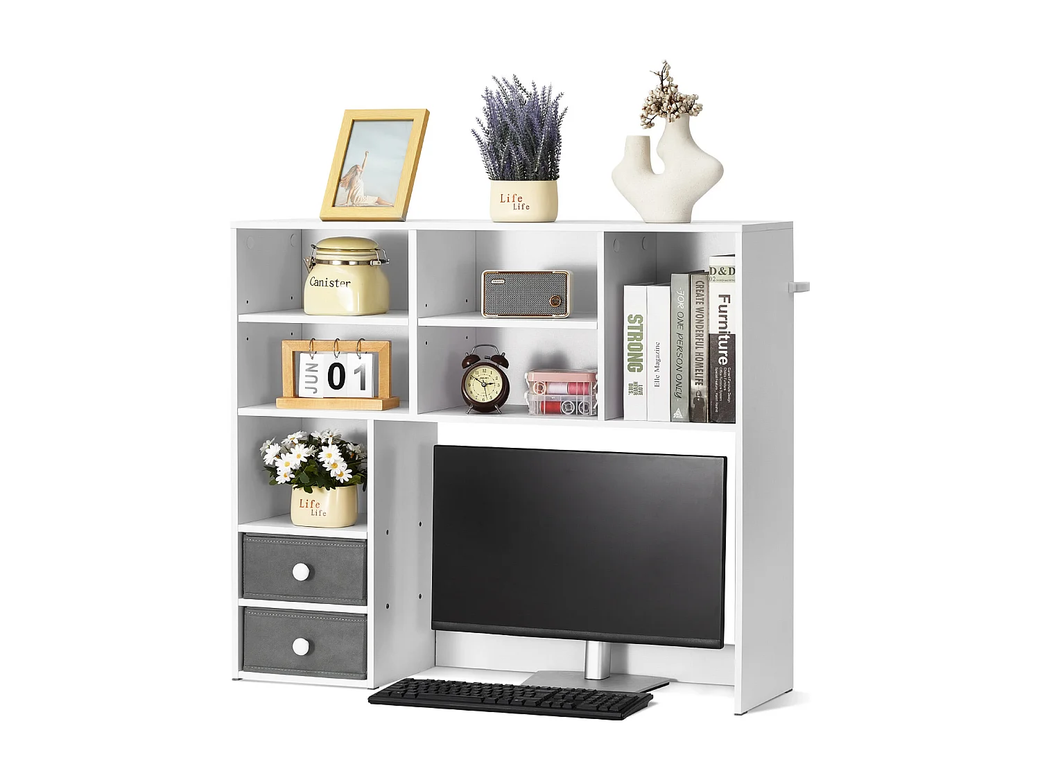 Scaffale da Ufficio SucceBuy Organizzatore di Archiviazione Bianco a 3 Livelli per l Ufficio e la Casa