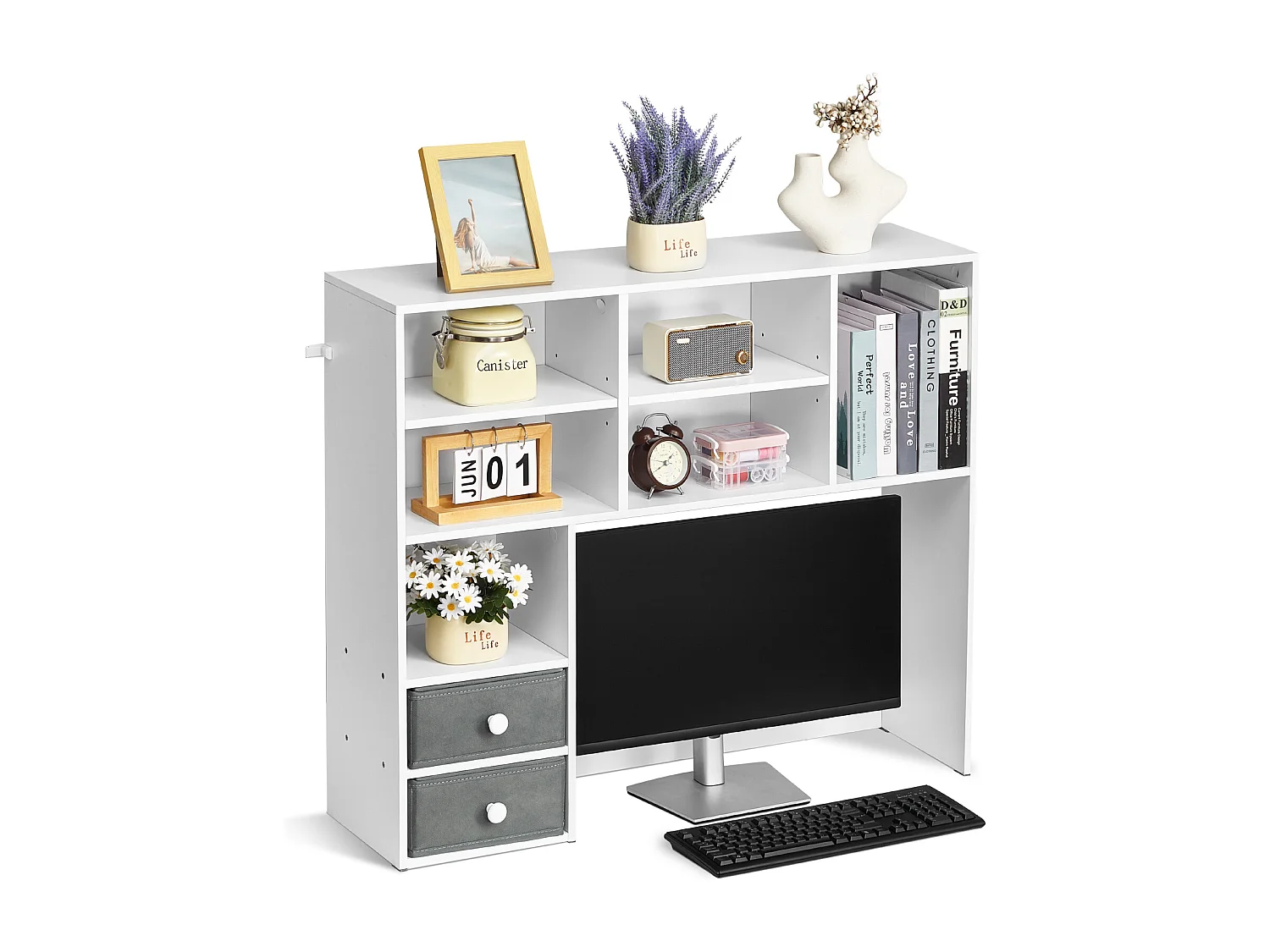 Scaffale da Ufficio SucceBuy Organizzatore di Archiviazione Bianco a 3 Livelli per l Ufficio e la Casa