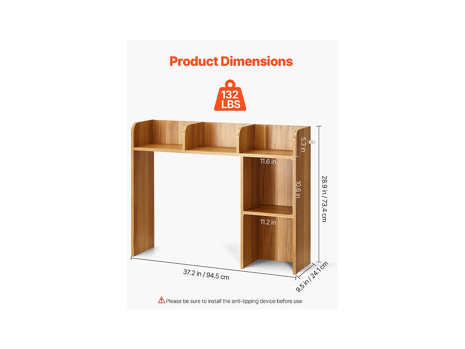 Étagère de Bureau SucceBuy en Bois à 2 Niveaux Organisateur de Rangement pour le Bureau et la Maison