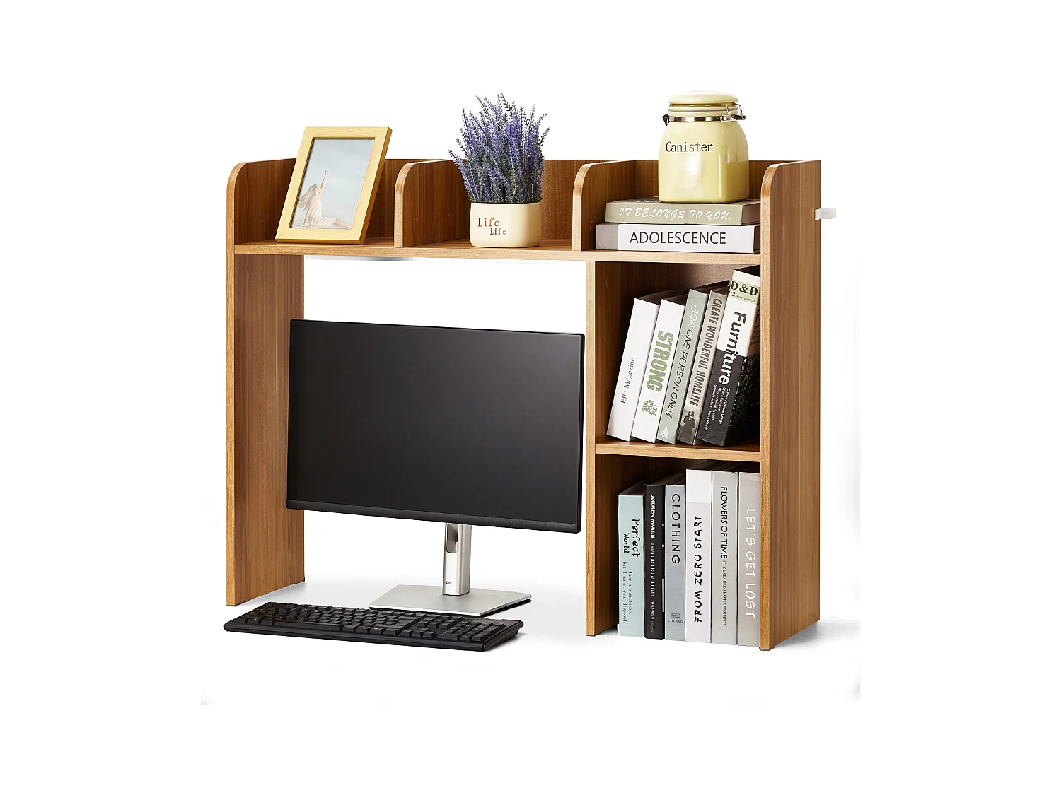 Étagère de Bureau SucceBuy en Bois à 2 Niveaux Organisateur de Rangement pour le Bureau et la Maison