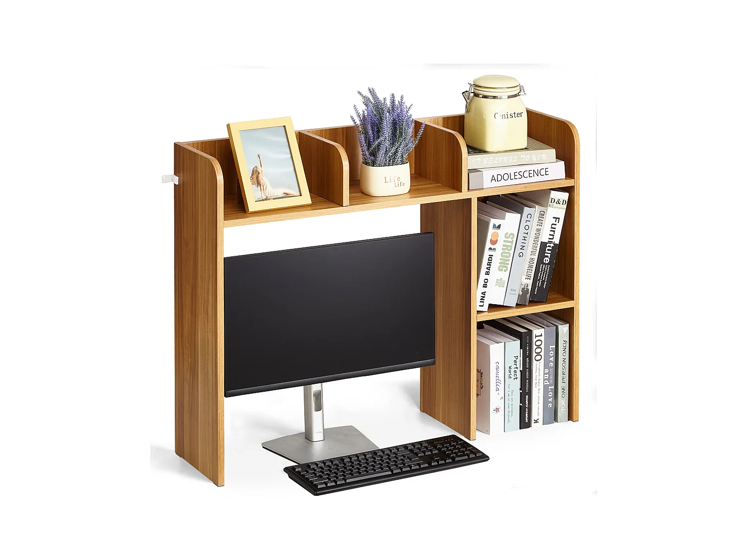 Étagère de Bureau SucceBuy en Bois à 2 Niveaux Organisateur de Rangement pour le Bureau et la Maison