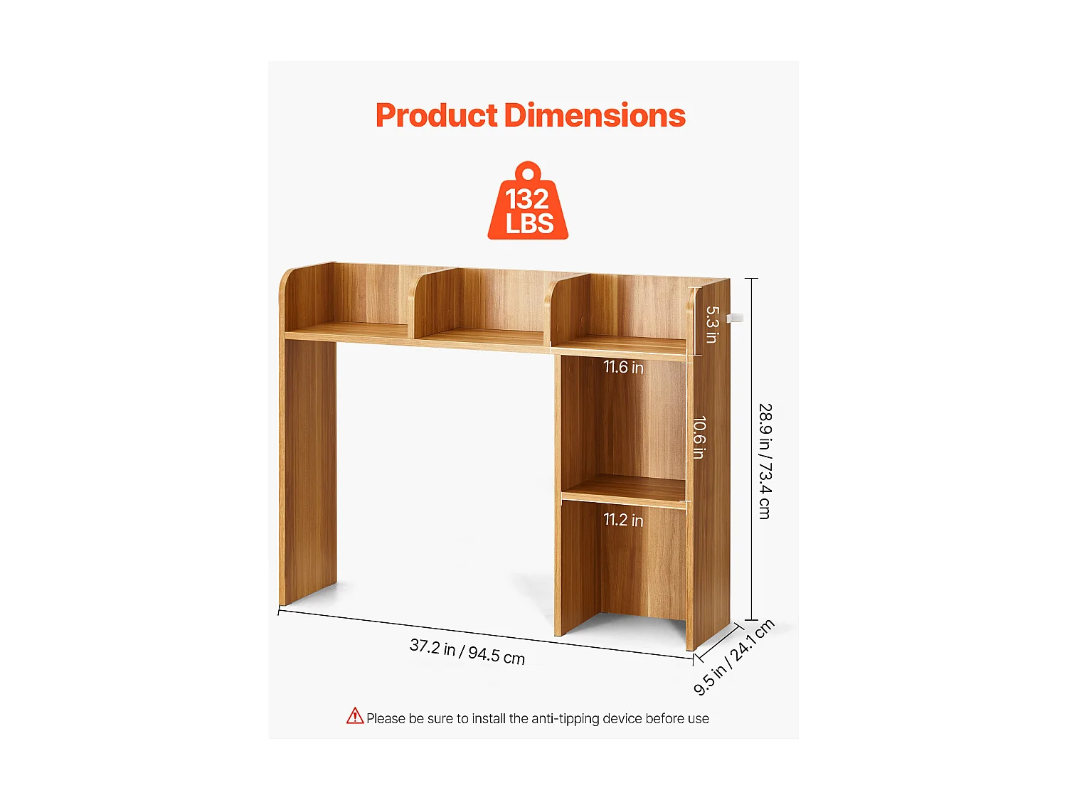 Étagère de Bureau SucceBuy en Bois à 2 Niveaux Organisateur de Rangement pour le Bureau et la Maison