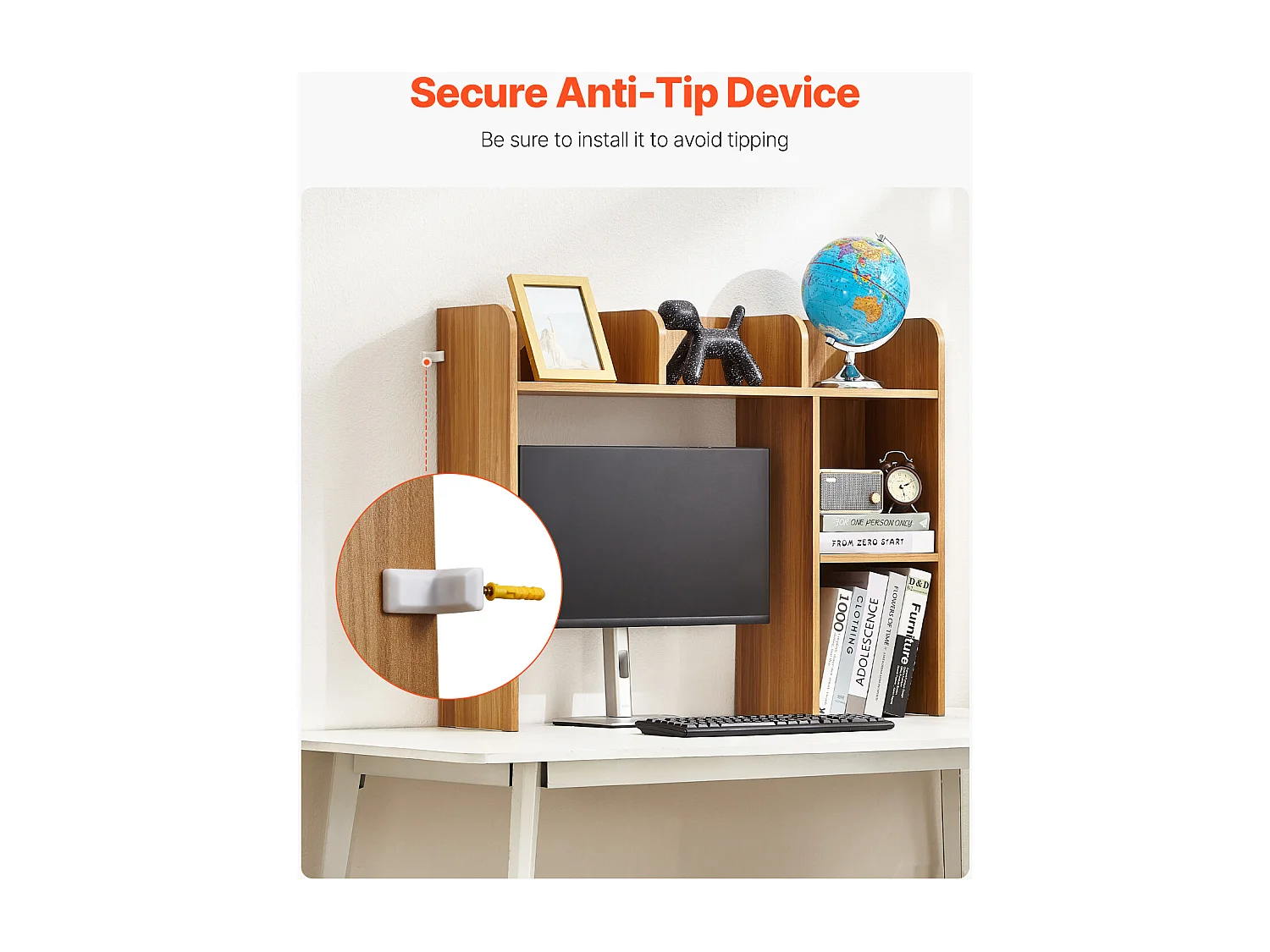 Étagère de Bureau SucceBuy en Bois à 2 Niveaux Organisateur de Rangement pour le Bureau et la Maison