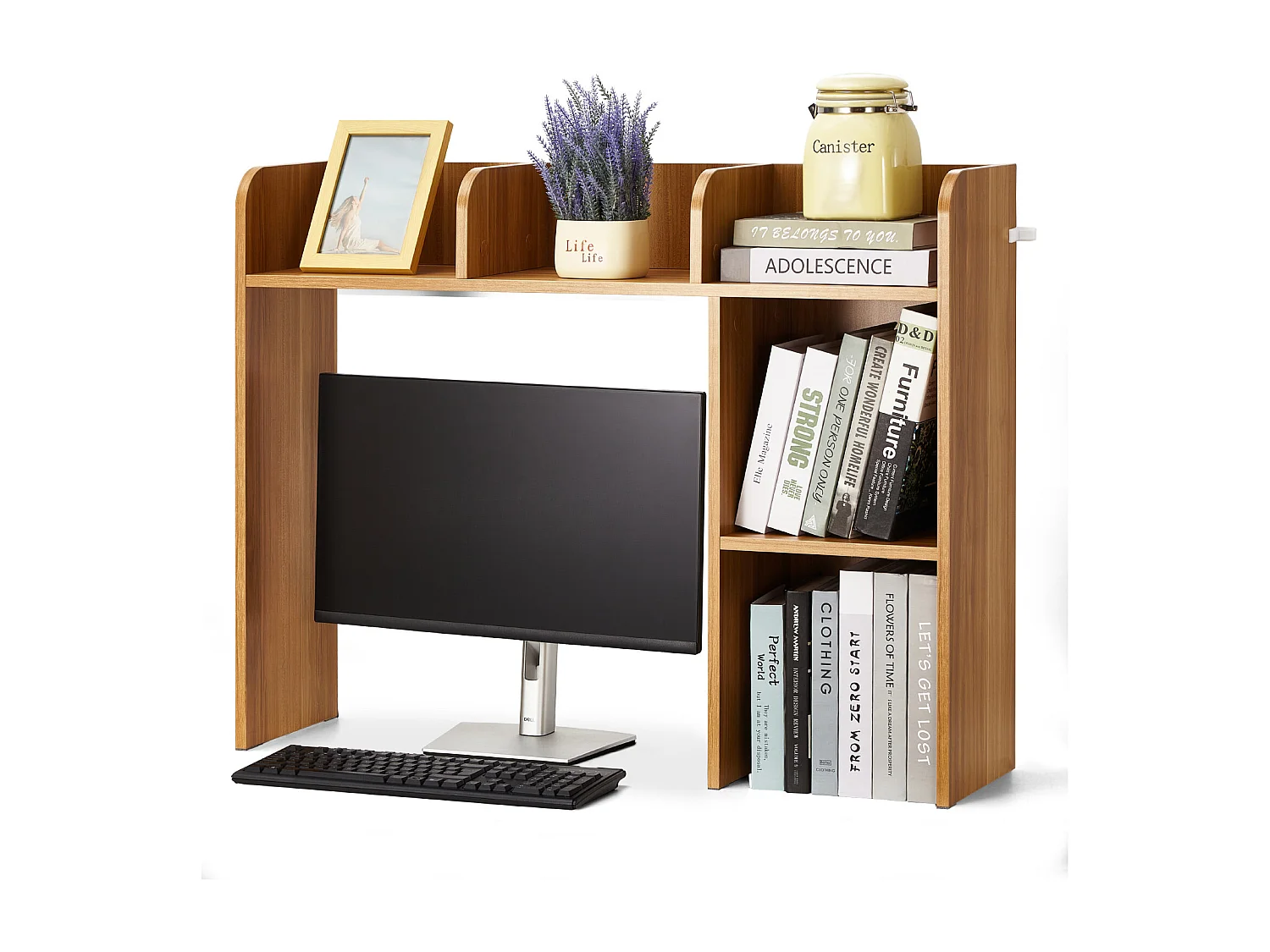 Étagère de Bureau SucceBuy en Bois à 2 Niveaux Organisateur de Rangement pour le Bureau et la Maison