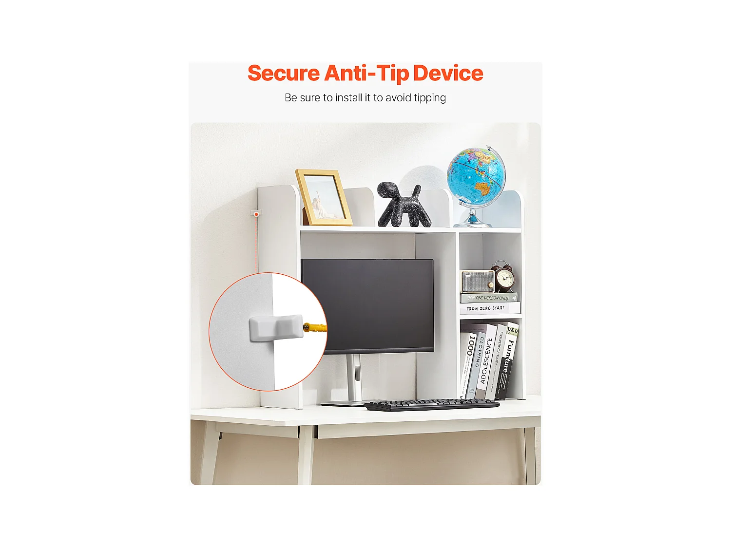 Étagère de Bureau SucceBuy Blanche à 2 Niveaux Organisateur de Rangement pour le Bureau et la Maison