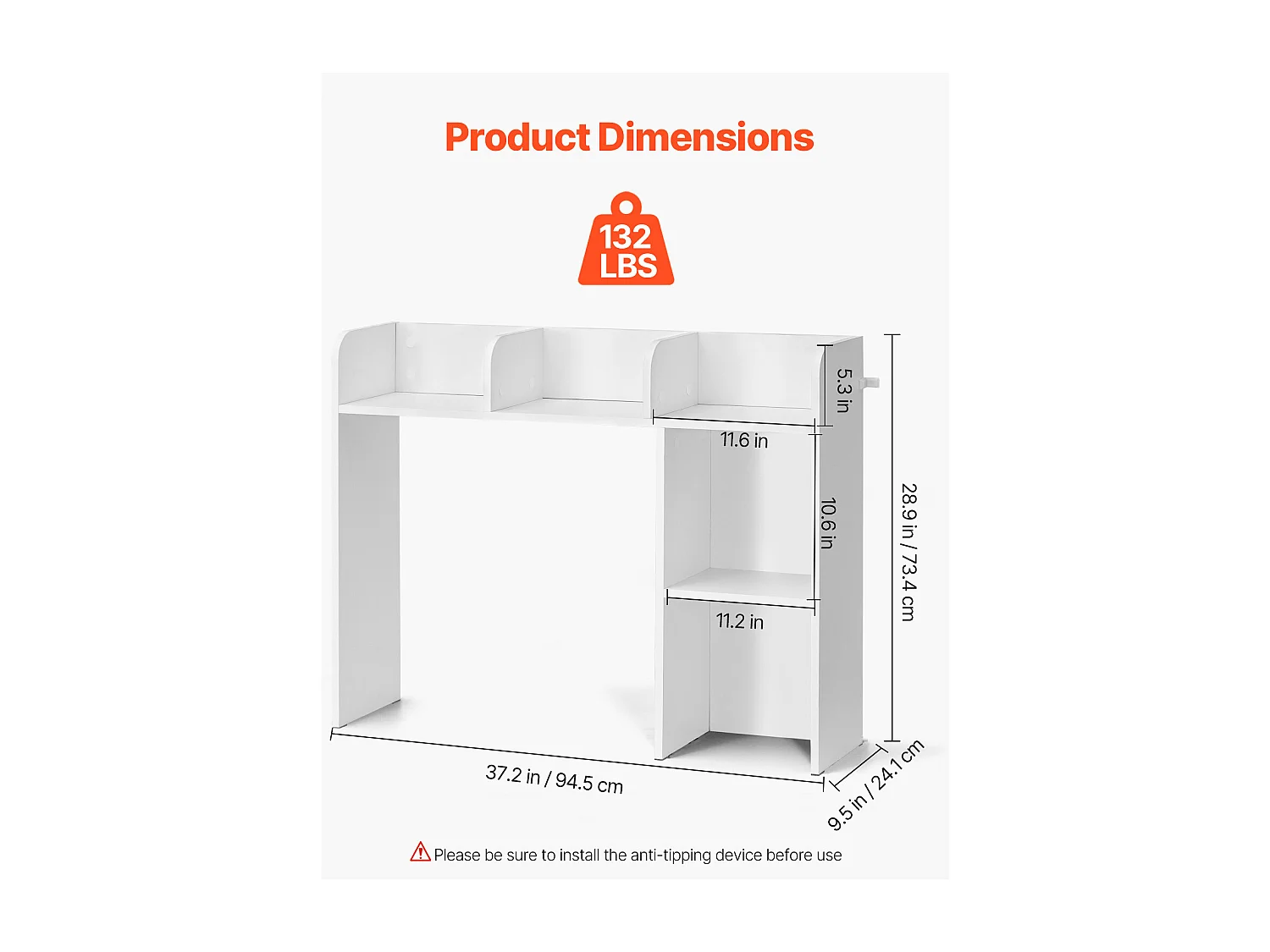 Półka Biurkowa SucceBuy Biała na 2 Poziomach Organizer do Przechowywania do Biura i Domu