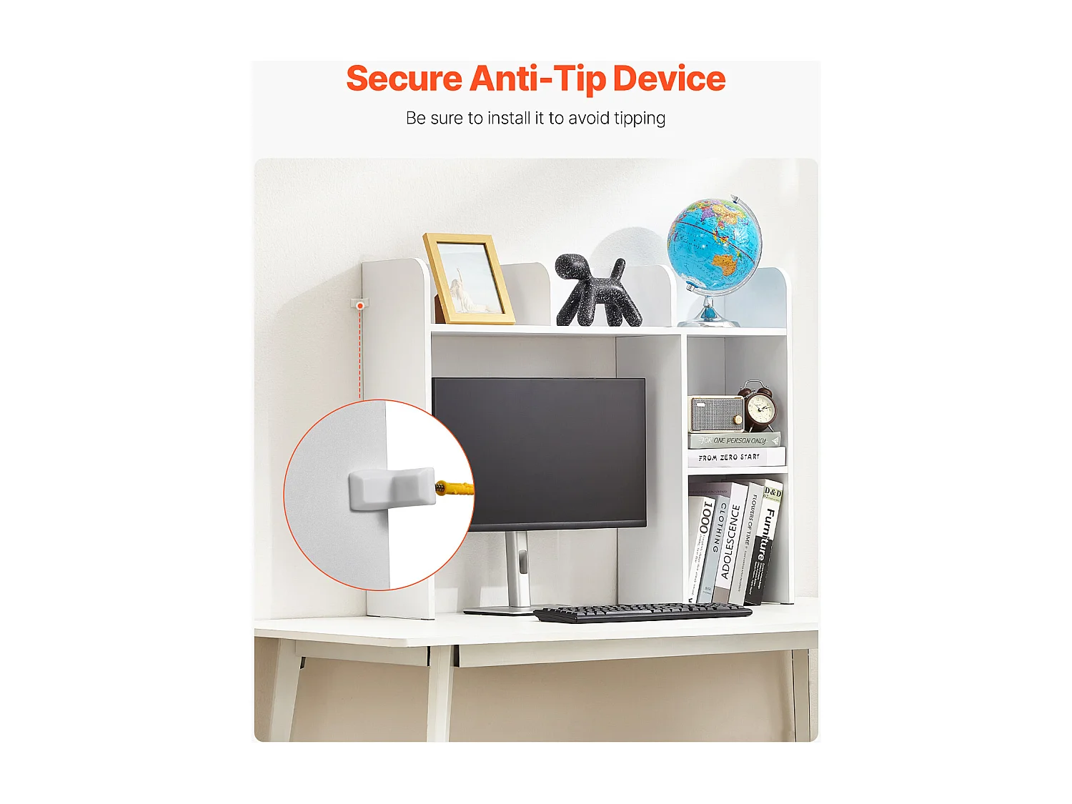 Półka Biurkowa SucceBuy Biała na 2 Poziomach Organizer do Przechowywania do Biura i Domu