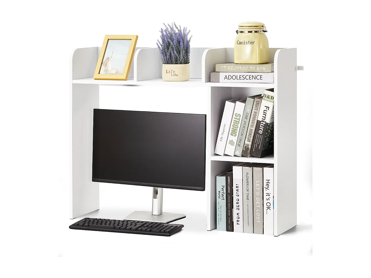 Półka Biurkowa SucceBuy Biała na 2 Poziomach Organizer do Przechowywania do Biura i Domu