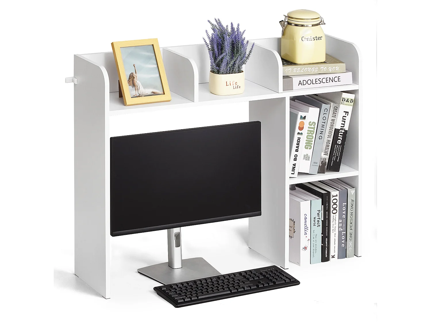 Półka Biurkowa SucceBuy Biała na 2 Poziomach Organizer do Przechowywania do Biura i Domu