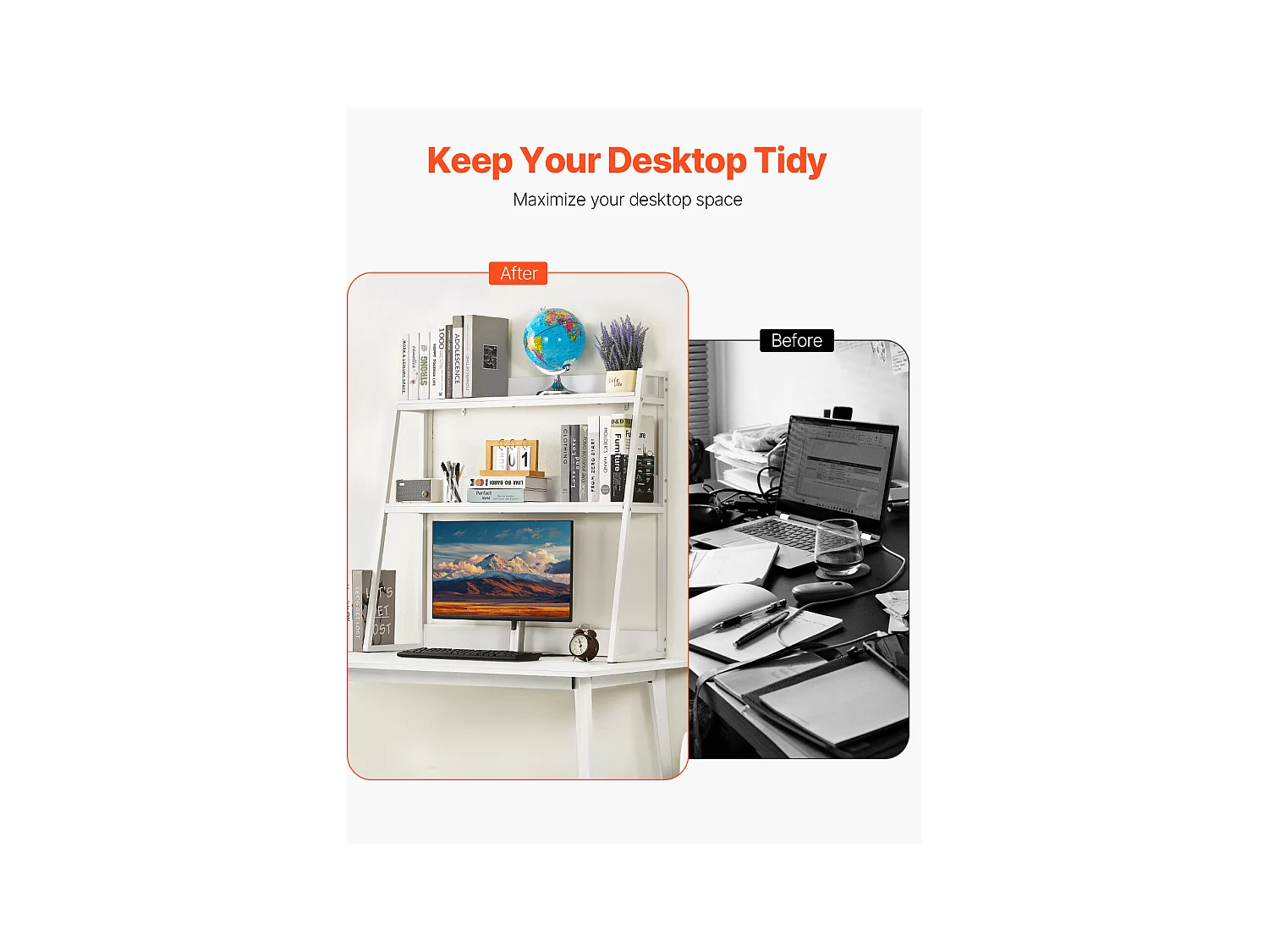 Étagère de Bureau SucceBuy Organiseur à 2 Niveaux pour le Bureau et la Maison Blanc