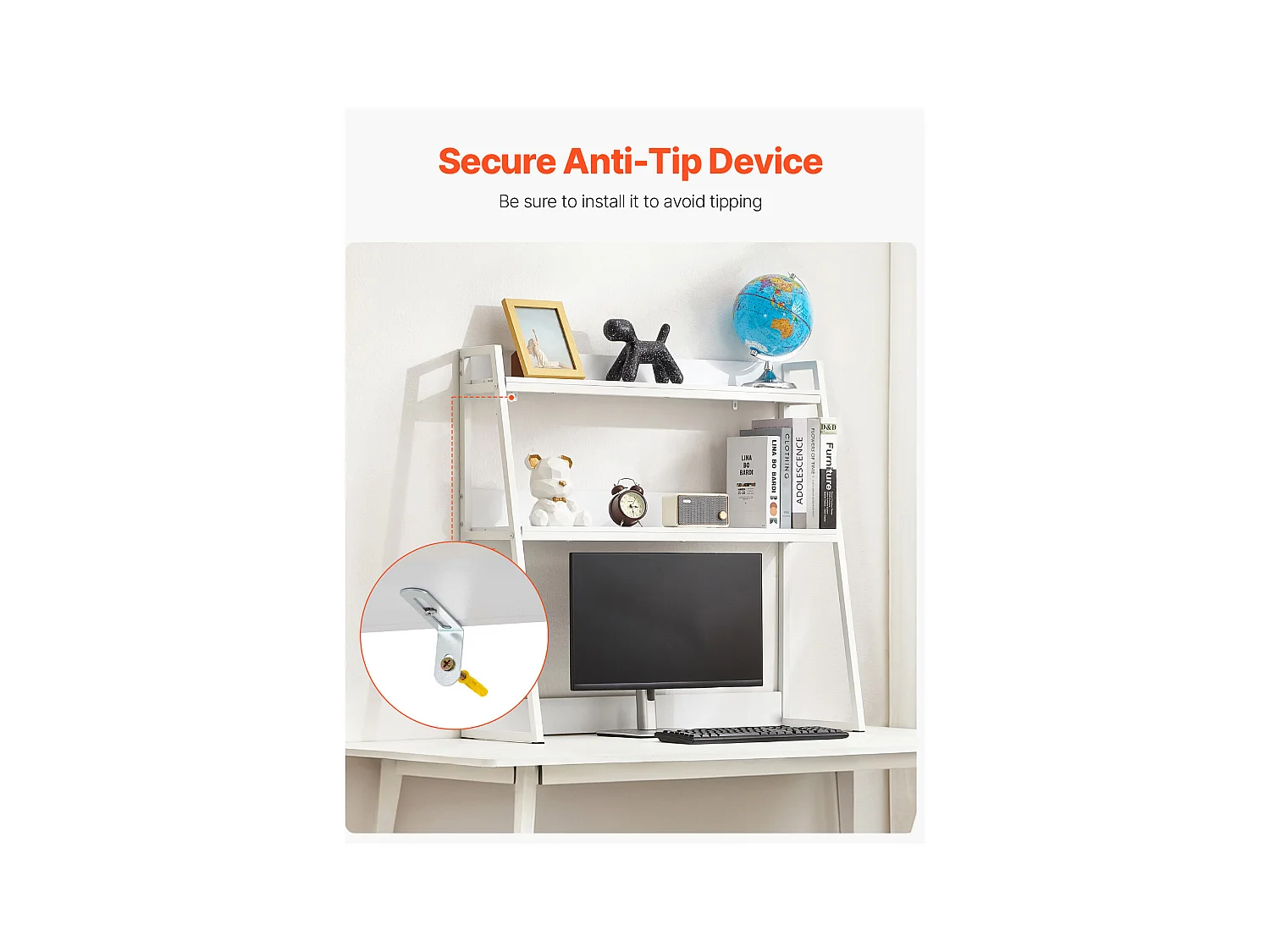 Étagère de Bureau SucceBuy Organiseur à 2 Niveaux pour le Bureau et la Maison Blanc