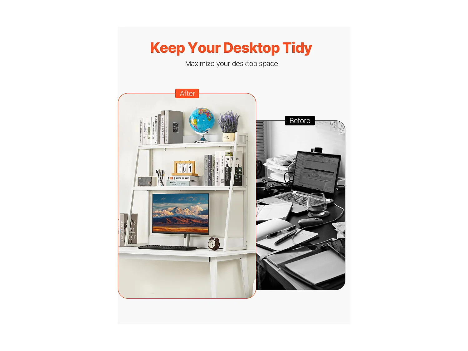 Étagère de Bureau SucceBuy Organiseur à 2 Niveaux pour le Bureau et la Maison Blanc